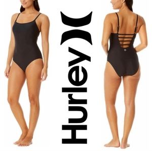 Hurley black strappy back one-piece swimsuit